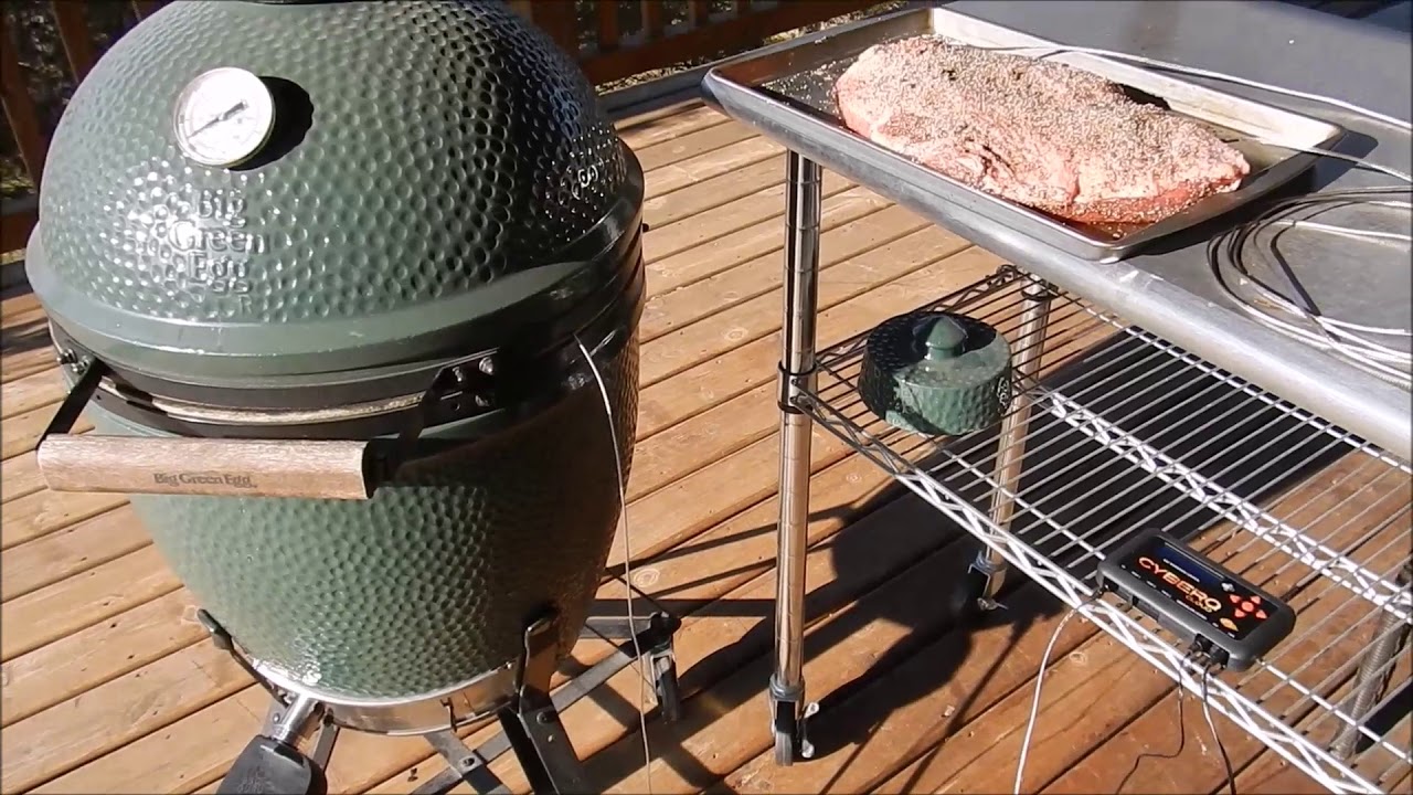 Briskit on Green Egg using BBQ GURU CYBERQ Cloud