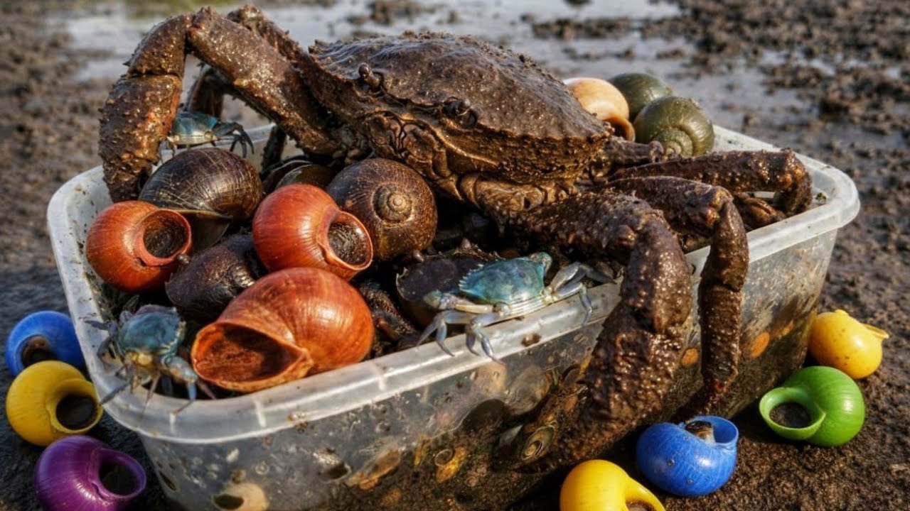 Hunting Wild Snails and Crabs for Food | Thousands Caught in Nature #snail   #crabs #nature