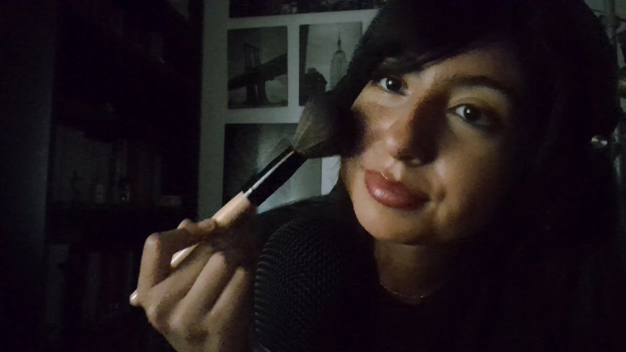 ASMR Mic and Camera brushing ♡ (whispering, chewing gum)
