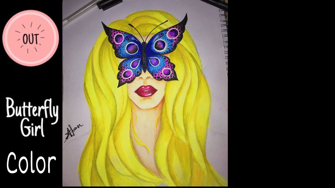 How to color Butterfly Girl with watercolors | Easy way to water color