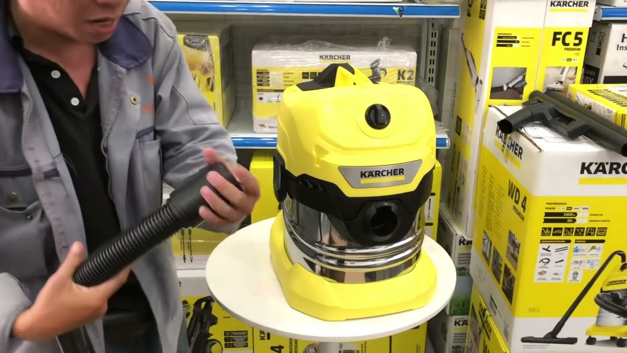 Máy hút bụi-nước Karcher WD 4 S thay thế mã WD4 Premium -  thùng Inox 20L SX tại Romania