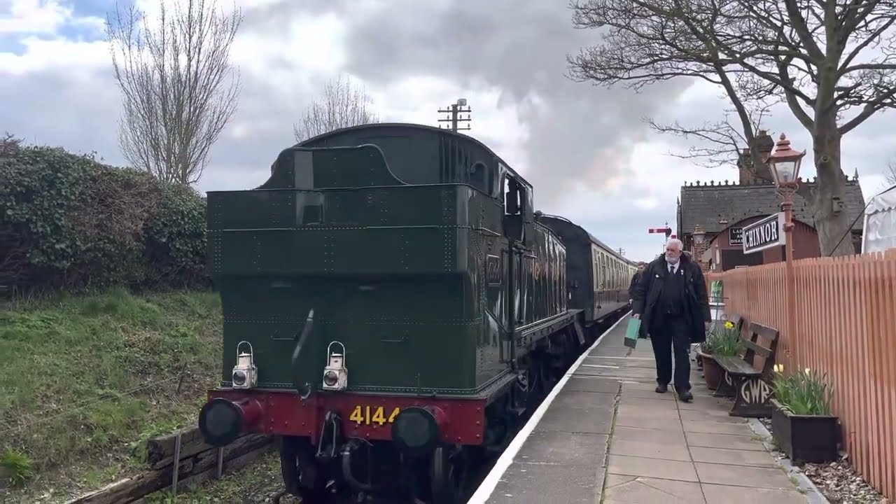 GWR 4144 Large Prairie Arriving at Chinnor Station