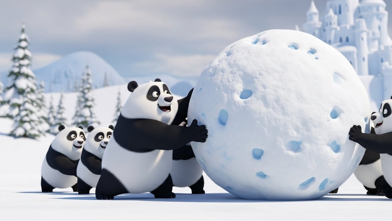 Панда и его друзья строят снежный замок 🐼❄️🏰 | Мультфильм для детей и весёлые приключения