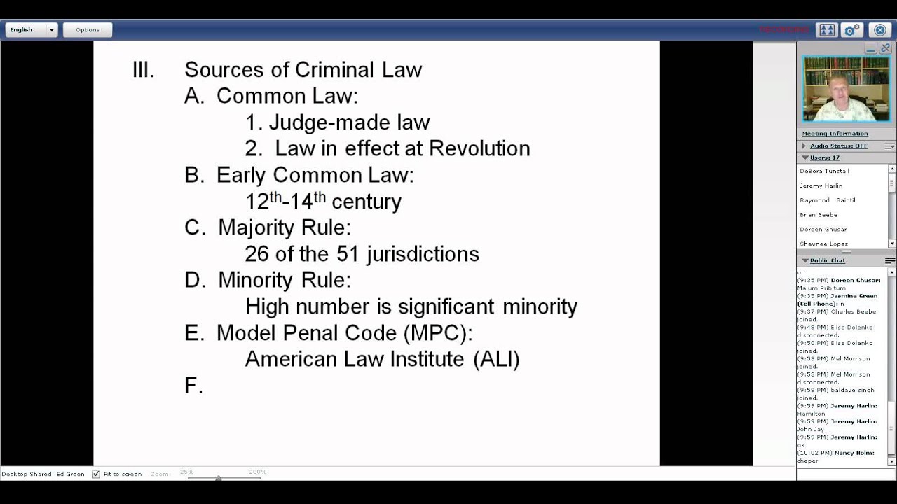 AHUSC Free Lecture - Criminal Law by Ed Green