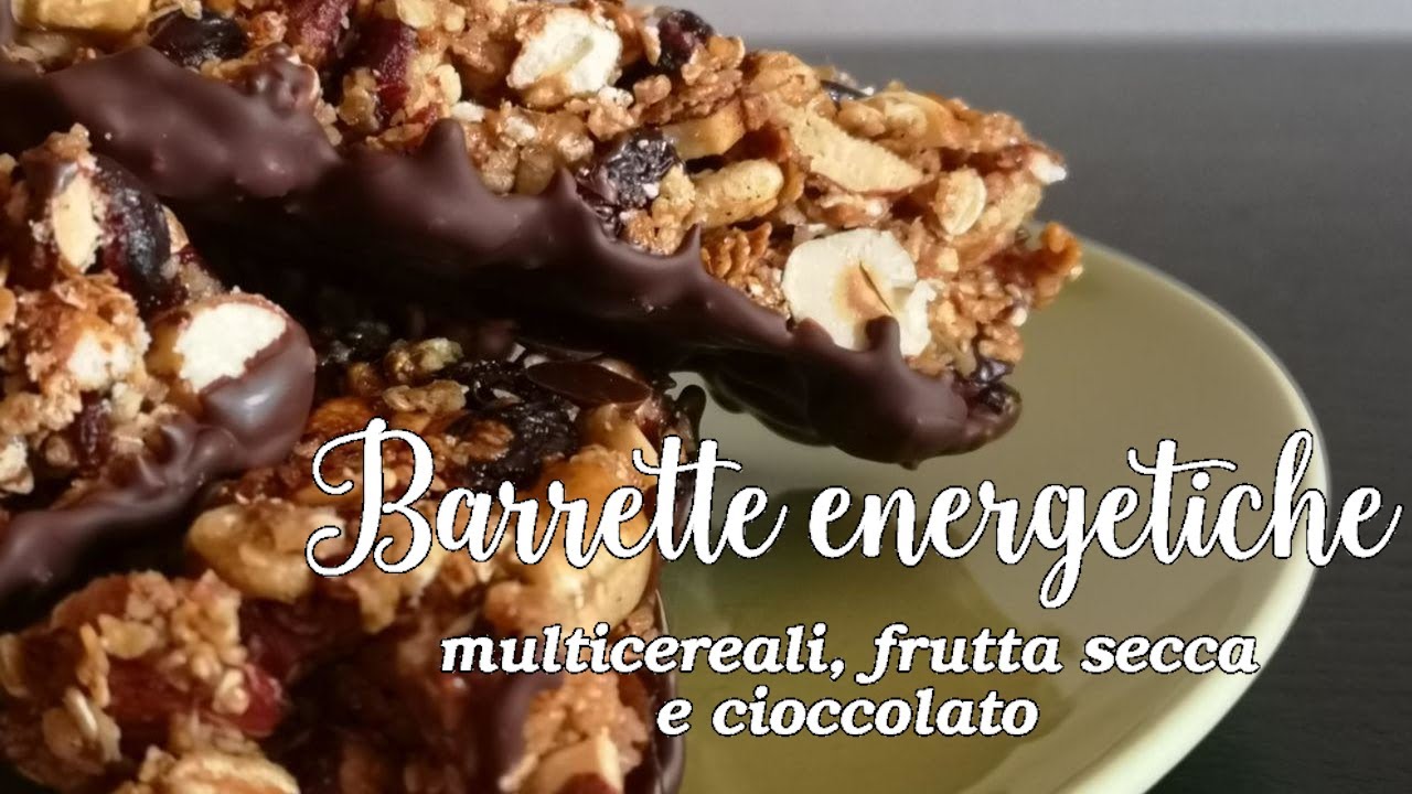 Barrette energetiche ai multicereali, frutta secca e cioccolato