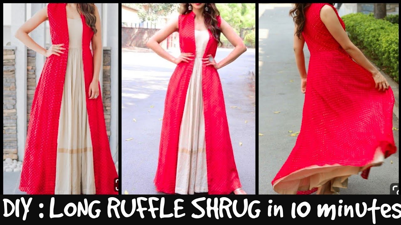 DIY Long Shrug From Old Dupattas/Sarees/Leftover Fabric In Just 5 Minutes|Reuse old Saree/Dupatta