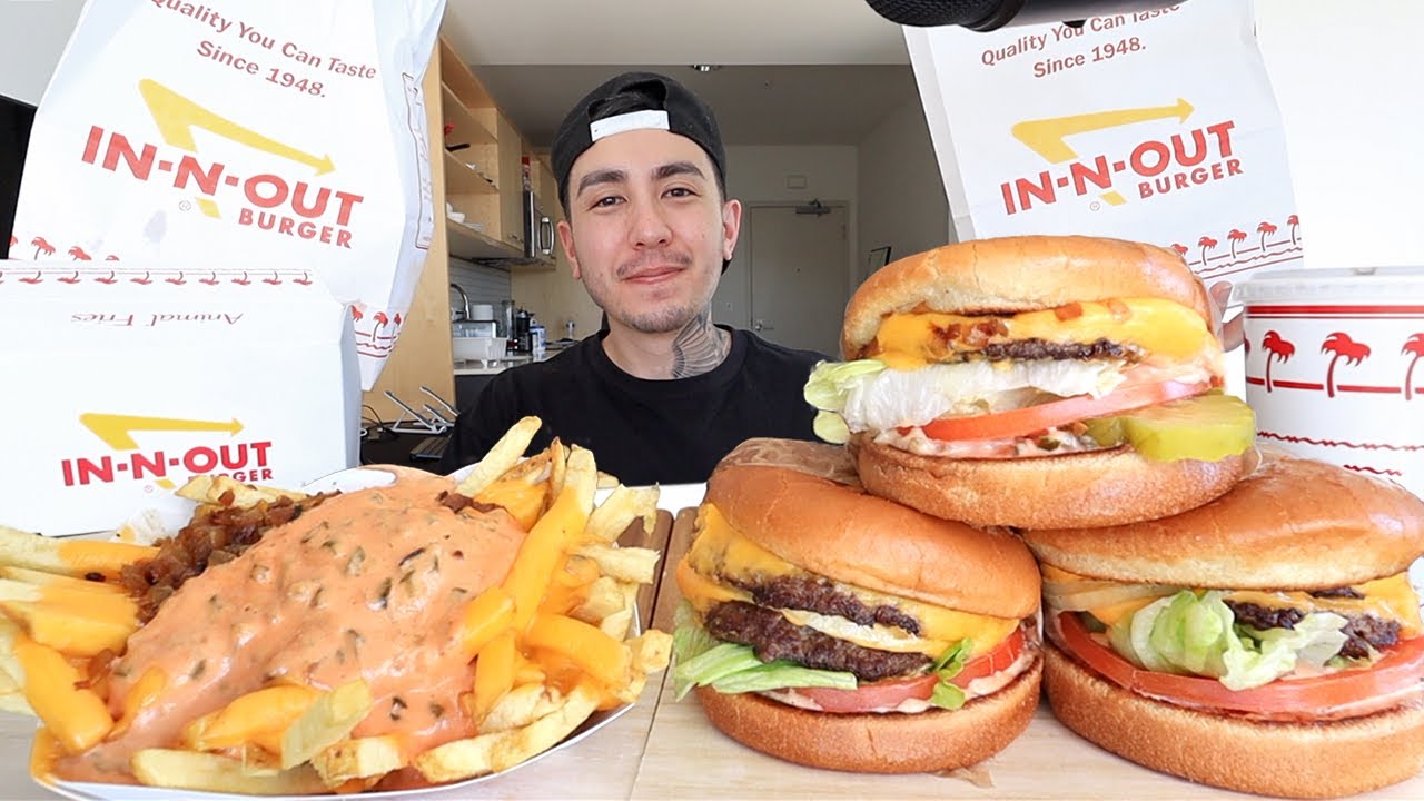 MUKBANG EATING IN-N-OUT Double Cheeseburgers, Animal-Style Fries, Animal-Style Burger