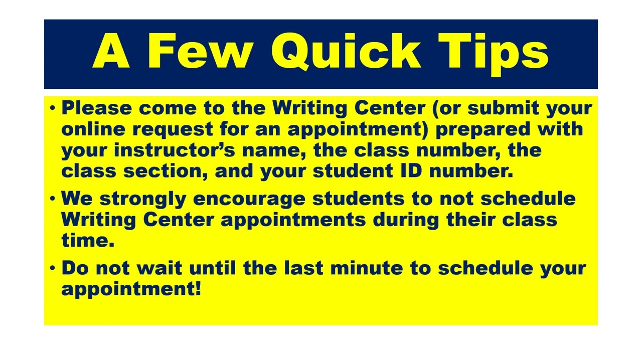 New Writing Center Orientation Video