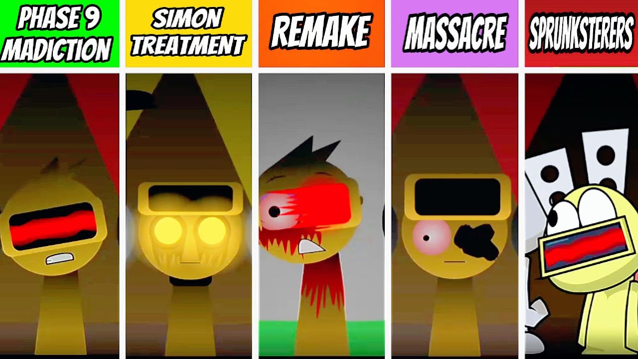 Sprunki Alive And Malediction – SIMON vs REMAKE vs MASSACRE vs SPRUNKSTERERS