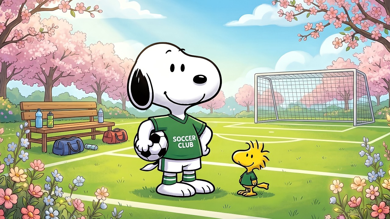 Spring Soccer Day with Snoopy & Woodstock 🌸⚽ Relaxing Jazz Playlist for Chill & Good Mood