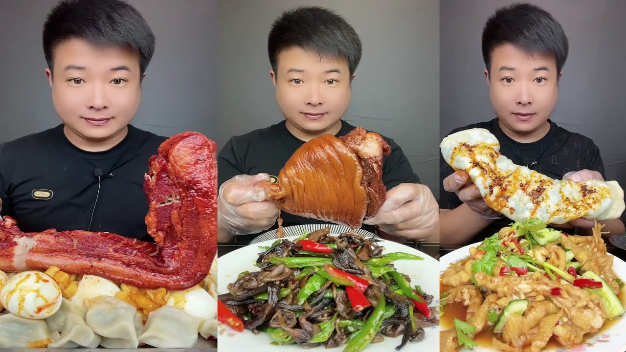 ASMR MUKBANG | SPICY BRAISED PORK BELLY |  EATING SHOW | EATING SHOW | Eat Beef Ribs #food #286