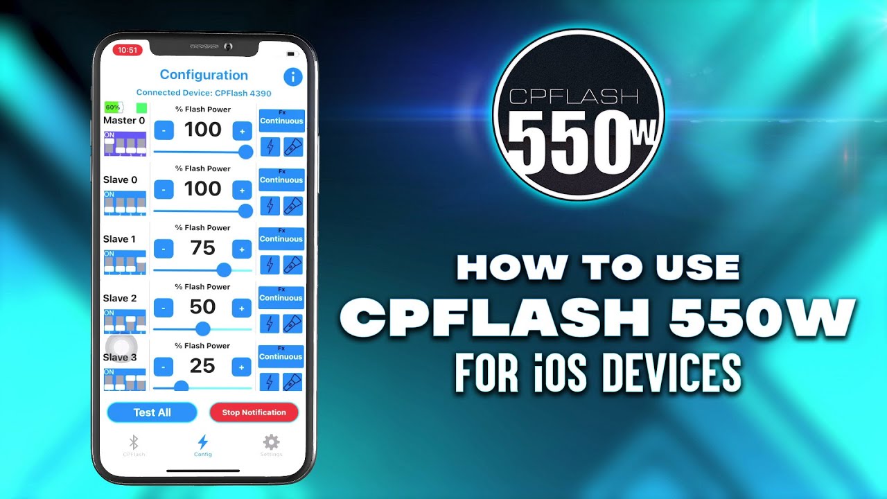 How to use CPFlash 550W with iPhones and iOS devices