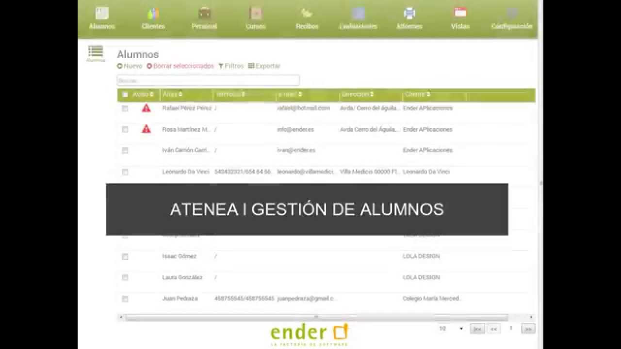 02 Atenea - Gesti&oacute;n de alumnos
