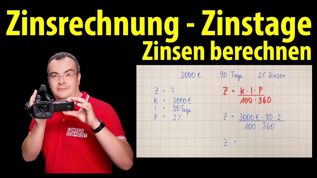 Zinsen berechnen - Zinstage angegeben - sechs &Uuml;bungen mit L&ouml;sungen |&nbsp;Zinsrechnung - Lehrerschmidt