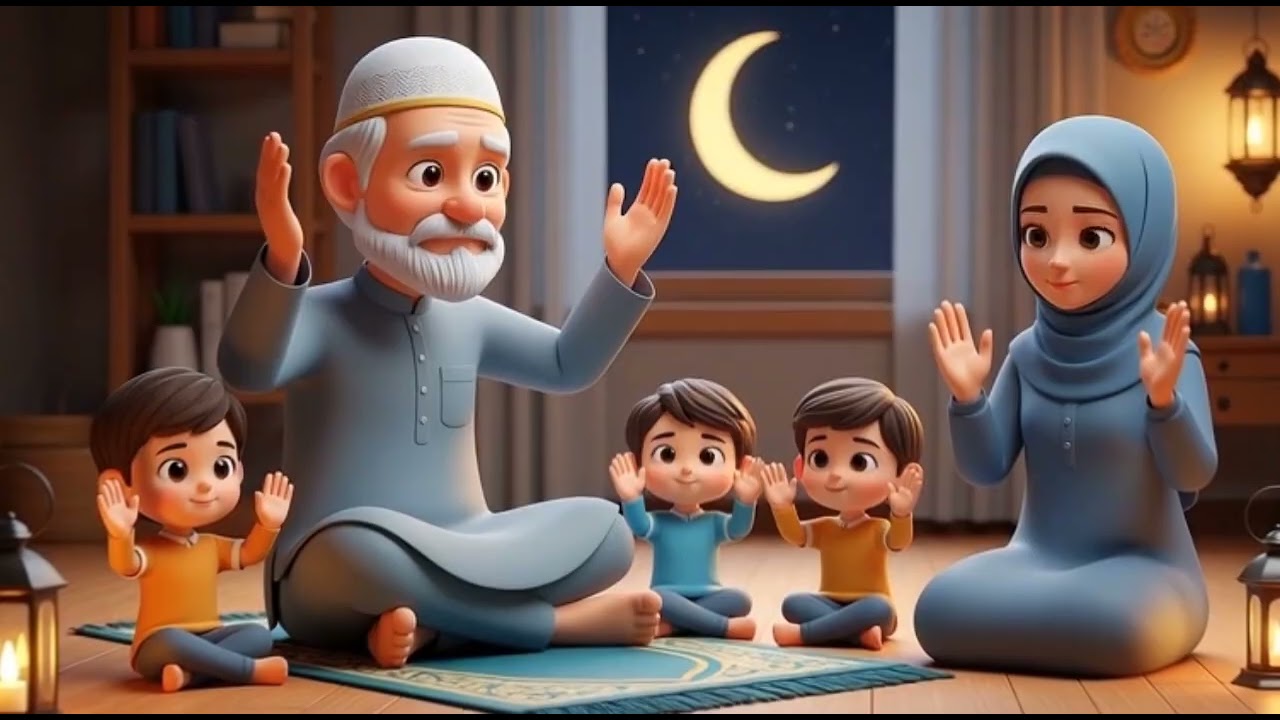 Ramadan Family Dua Song 🌙🕌 | Elderly Father Teaching Kids to Pray | Islamic Kids Rhyme