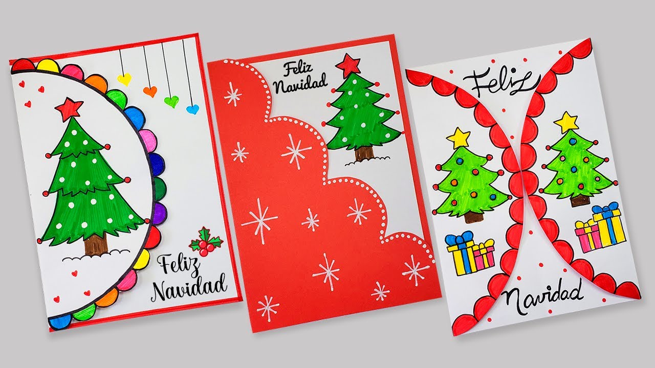 3 Tarjetas Navide&ntilde;as🎄 Como hacer tarjetas para Navidad 🎄 DIY Christmas Day Card Idea