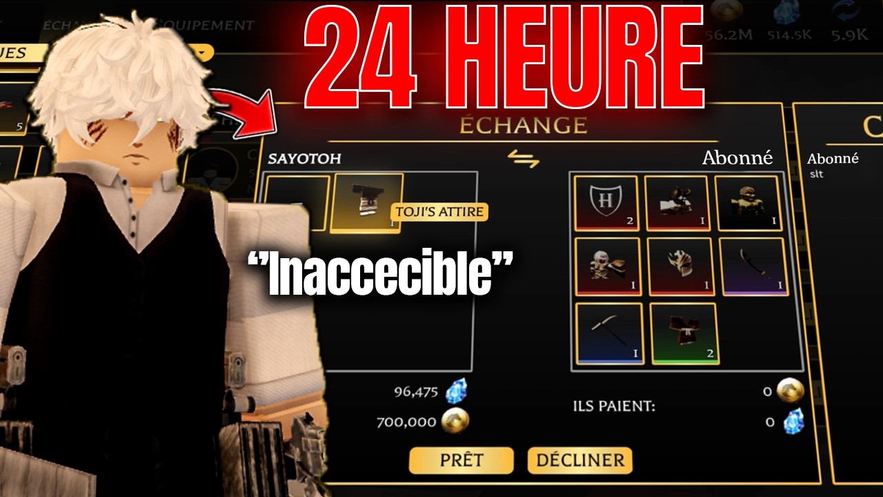 J'ai Trade PENDANT 24H La Toji Attire La tenu la plus rare d'AOTR