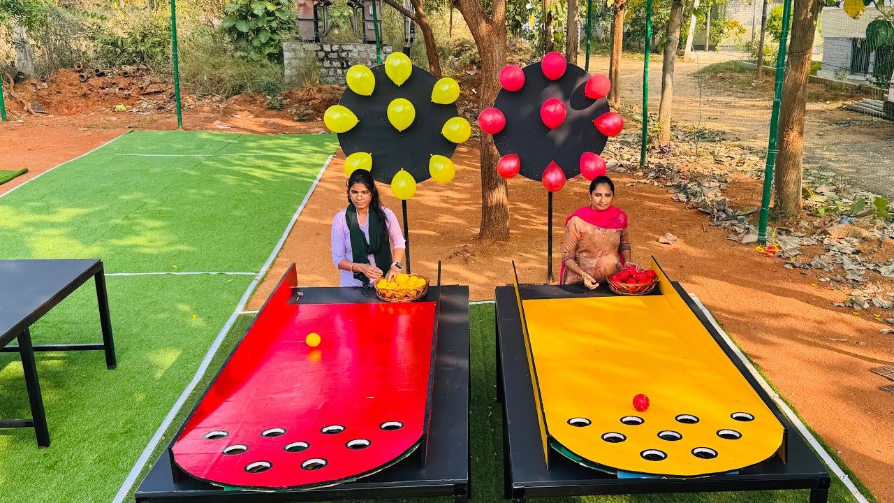 Drop the balls into the holes and pop the balloons|| Village Avengers