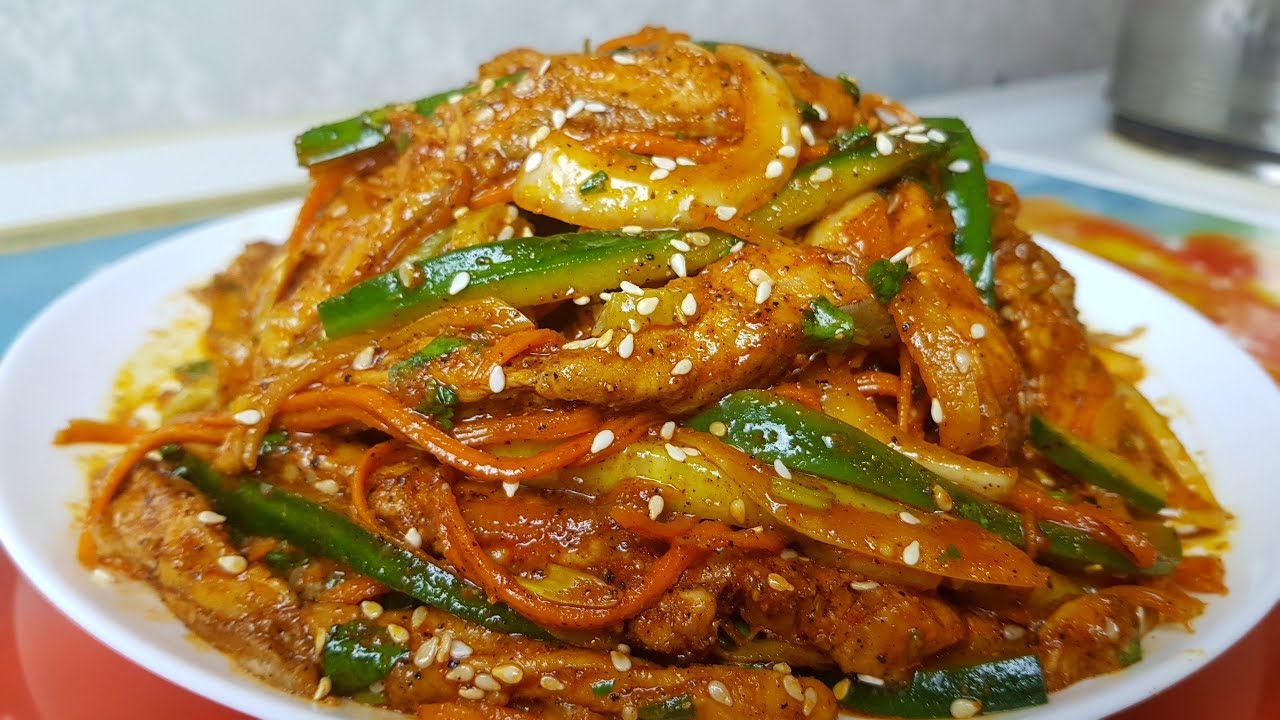 Хе по-корейски, цыганка готовит.👍 Маринованная рыба.🐟Gipsy cuisine.