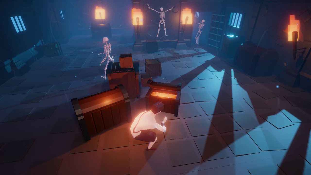 Low Poly Dungeon - With skeletons and treasure