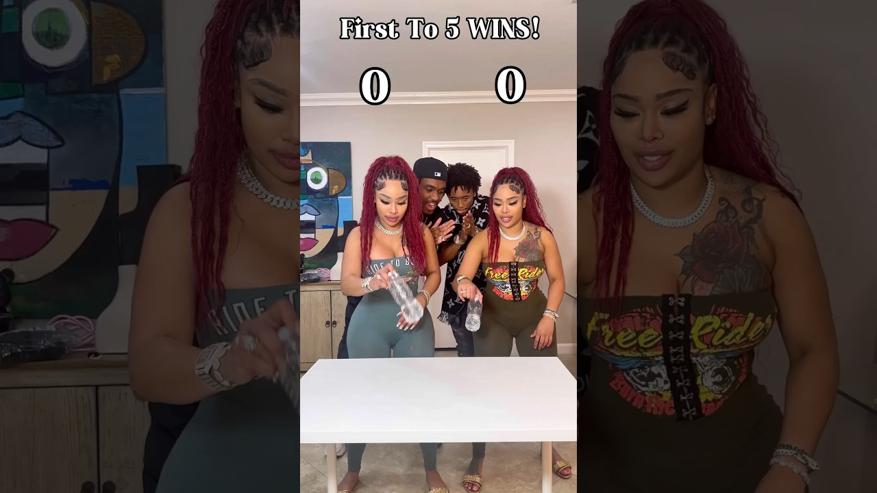 Bottle Flip Challenge @doubledosetwins @SmoothGio #funny #shorts #twins #couples