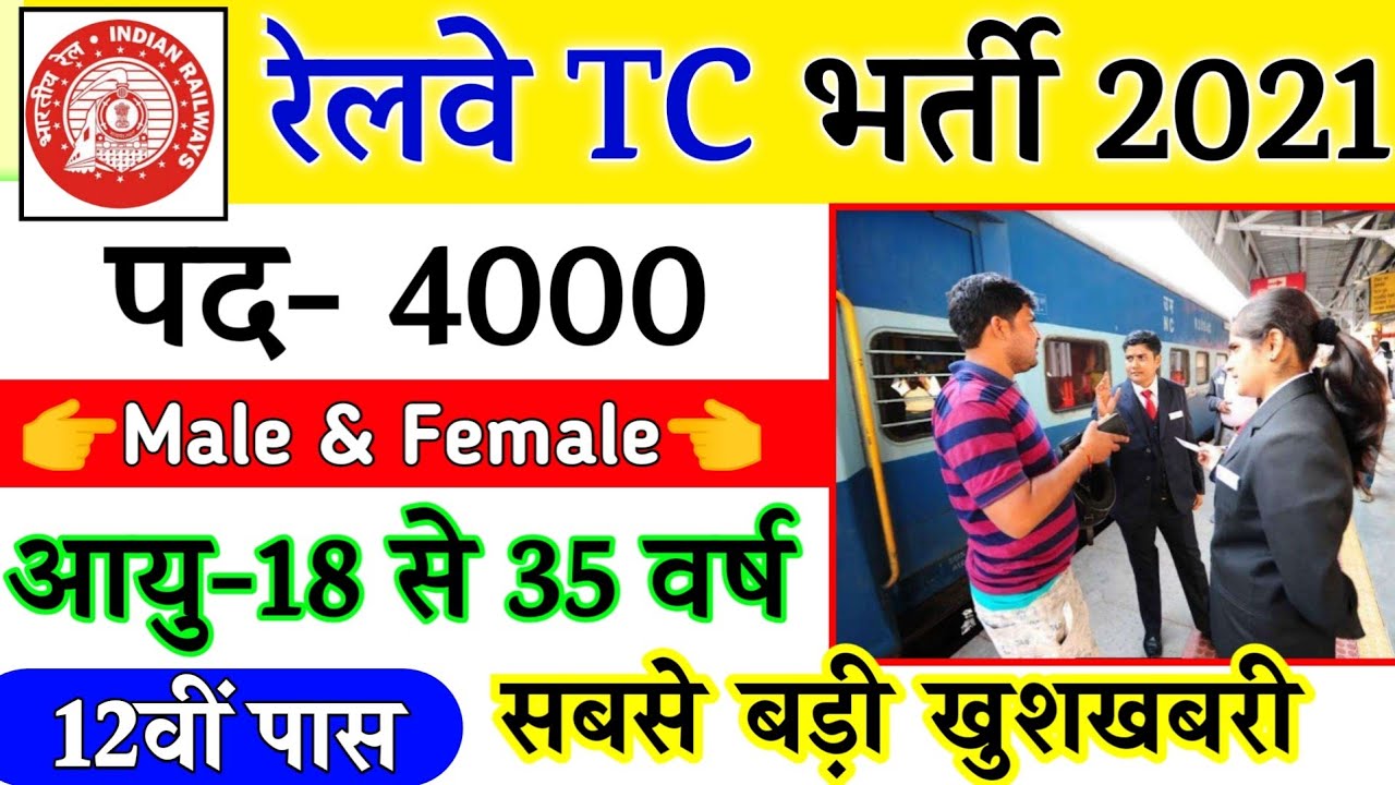 Railway TC,TTE (Ticket Collector) Recruitment 2021 | RRB TC Bharti 2021 | 10th, 12th Pass Vacancy