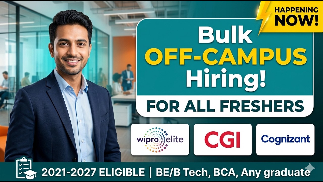 🔥CGI, Wipro, Cognizant, Infosys hiring | 8 LPA | Any graduate | 2027&ndash;2021 Batch