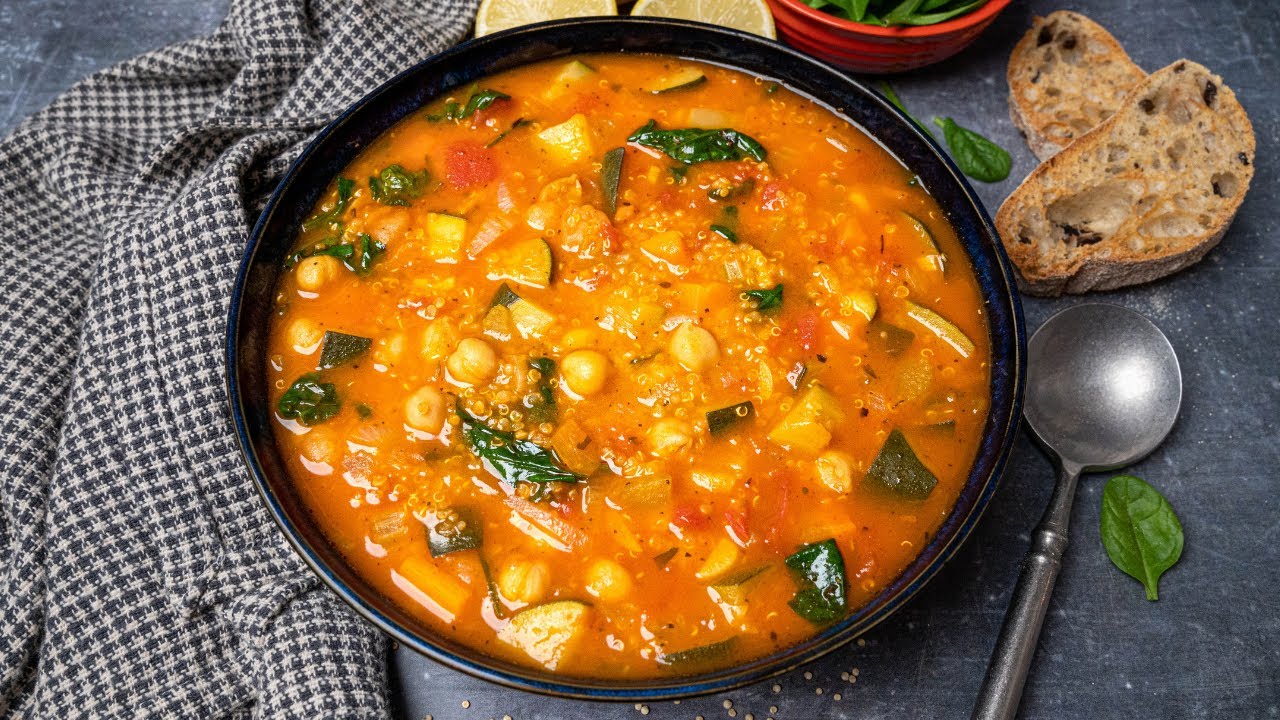 Quinoa Vegetable Soup with Chickpeas