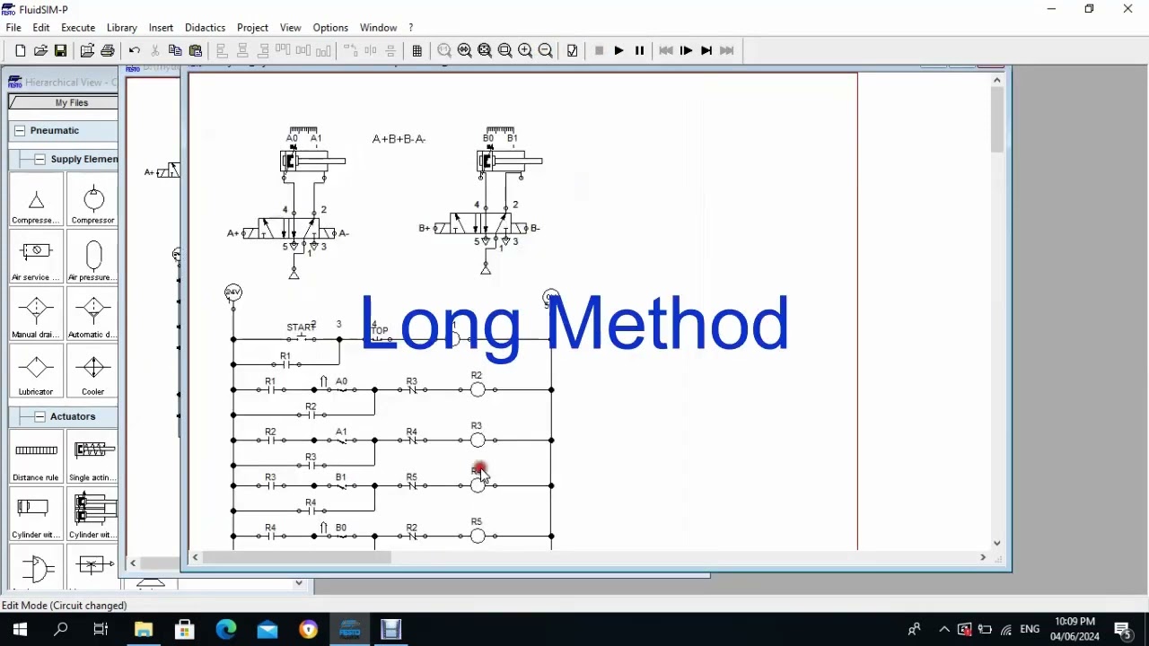 PLC LADDER DIAGRAM A+B+B-A- SHORT AND LONG METHOD