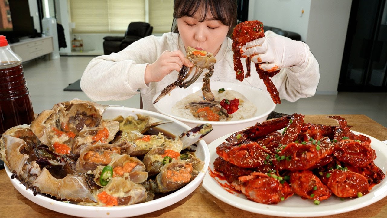 Краб, маринованный в соевом соусе (Ganjang Gejang)🦀 Краб с острыми приправами (Yangnyeom)🦀 Мукбанг😋
