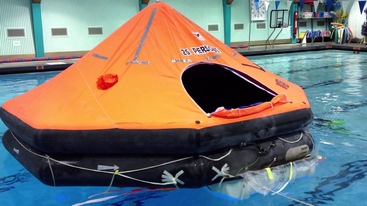 Inflating a 25-man raft