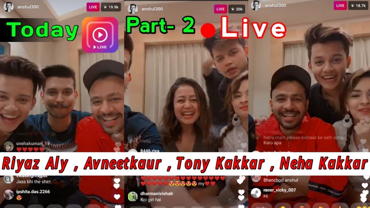 Riyaz Aly, Avneet kaur, Neha Kakkar and Tony Kakkar Live video chat On Instagram with friends
