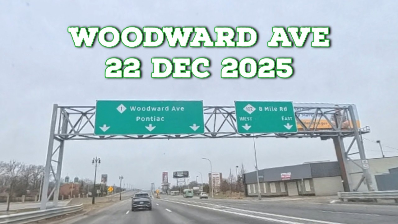 Woodward Ave: Detroit to Pontiac | Cloudy & Rainy Daytime Drive