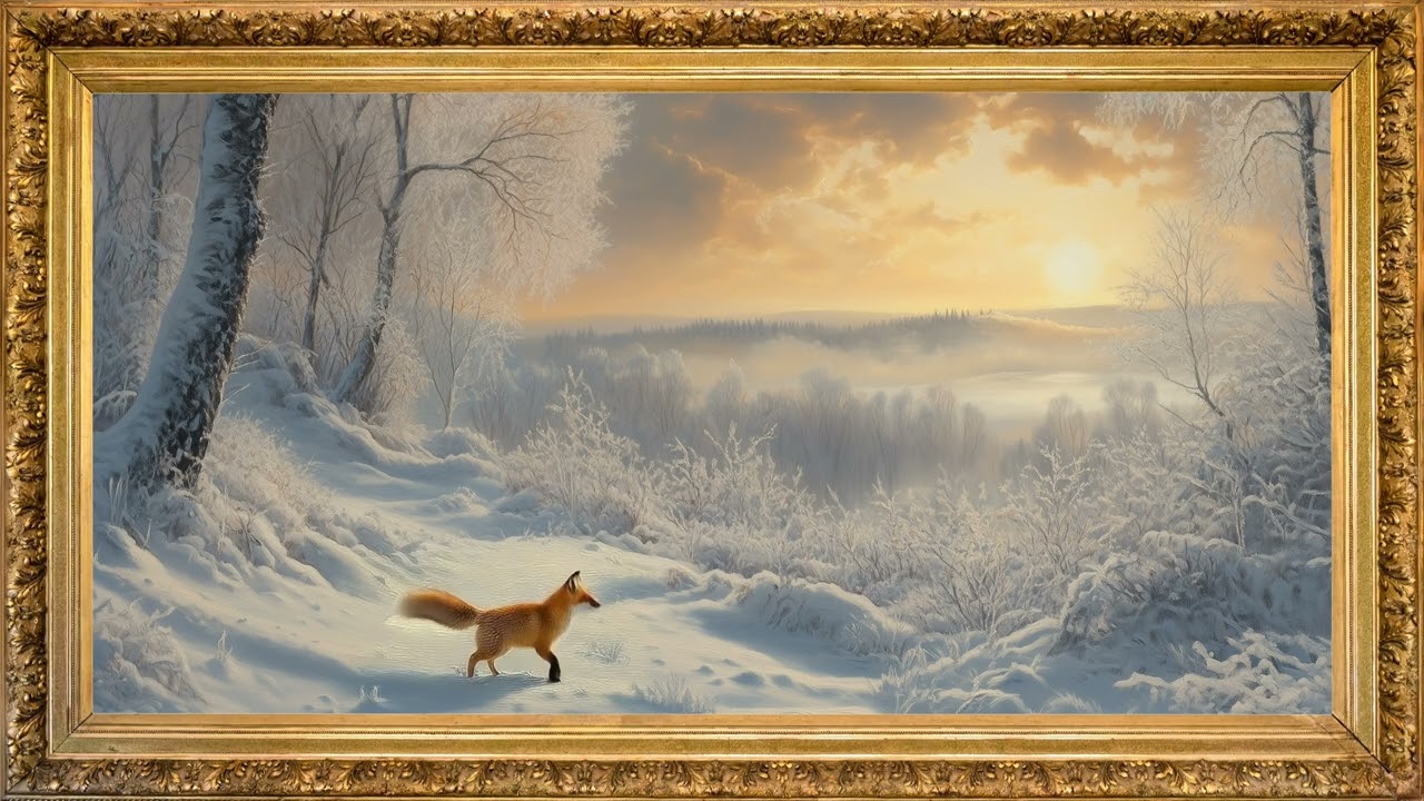 Winter forest sunrise smart tv live wallpaper | Winter art frame tv with instrumental music