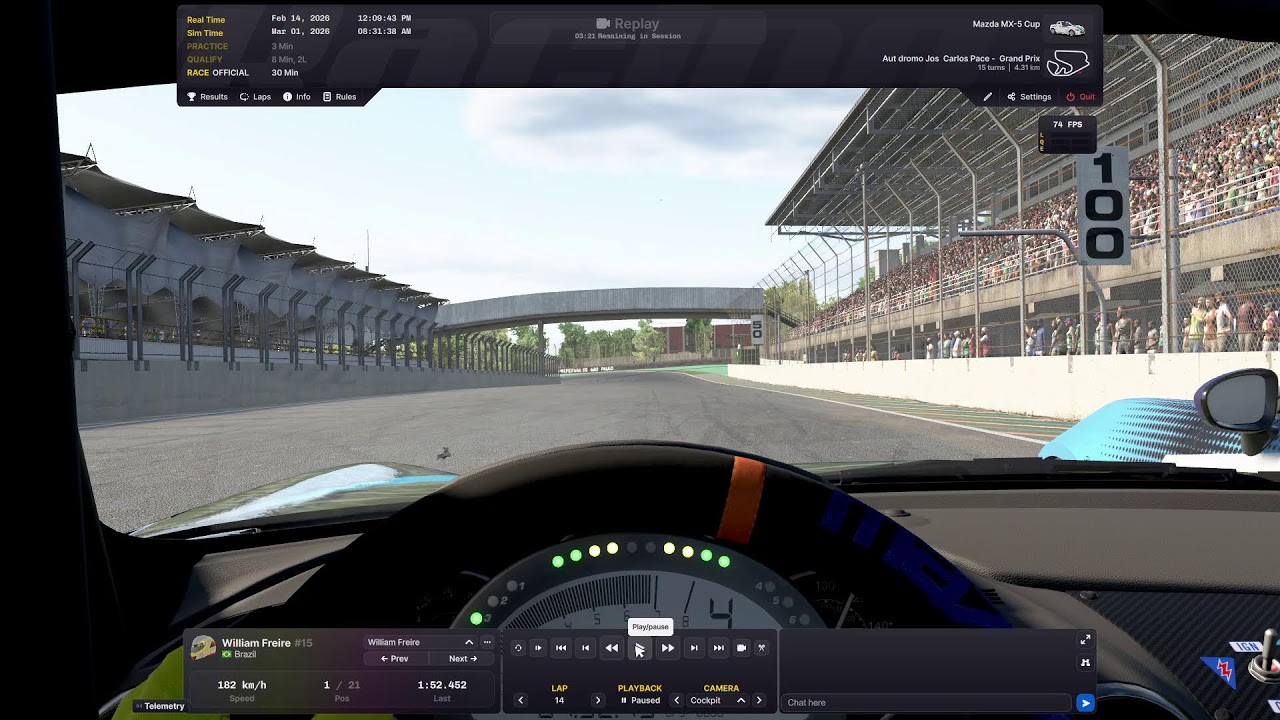 Live Iracing - Virgina GT3 ou Interlagos Mazda???