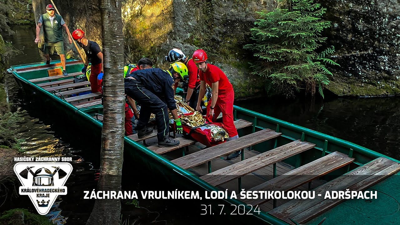 31. 7. 2024 - záchrana vrtulníkem, lodí a šestikolkou - Adršpach