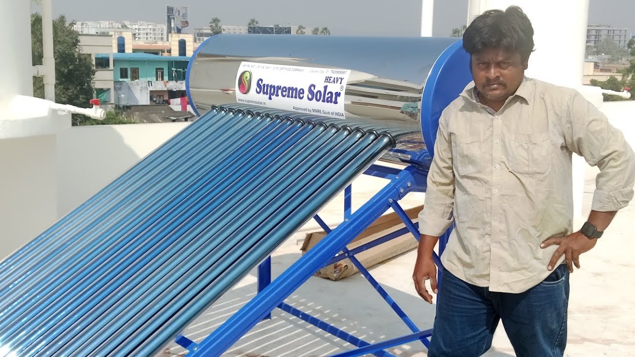 supreme solar water heater 220lpd etc non - p installation completed in keesarapalli , Vijayawada.