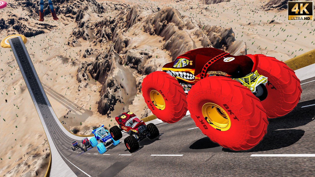 Big High Ramp with high speed monster trucks jumps and crashes EP10 - BMNG LAVA