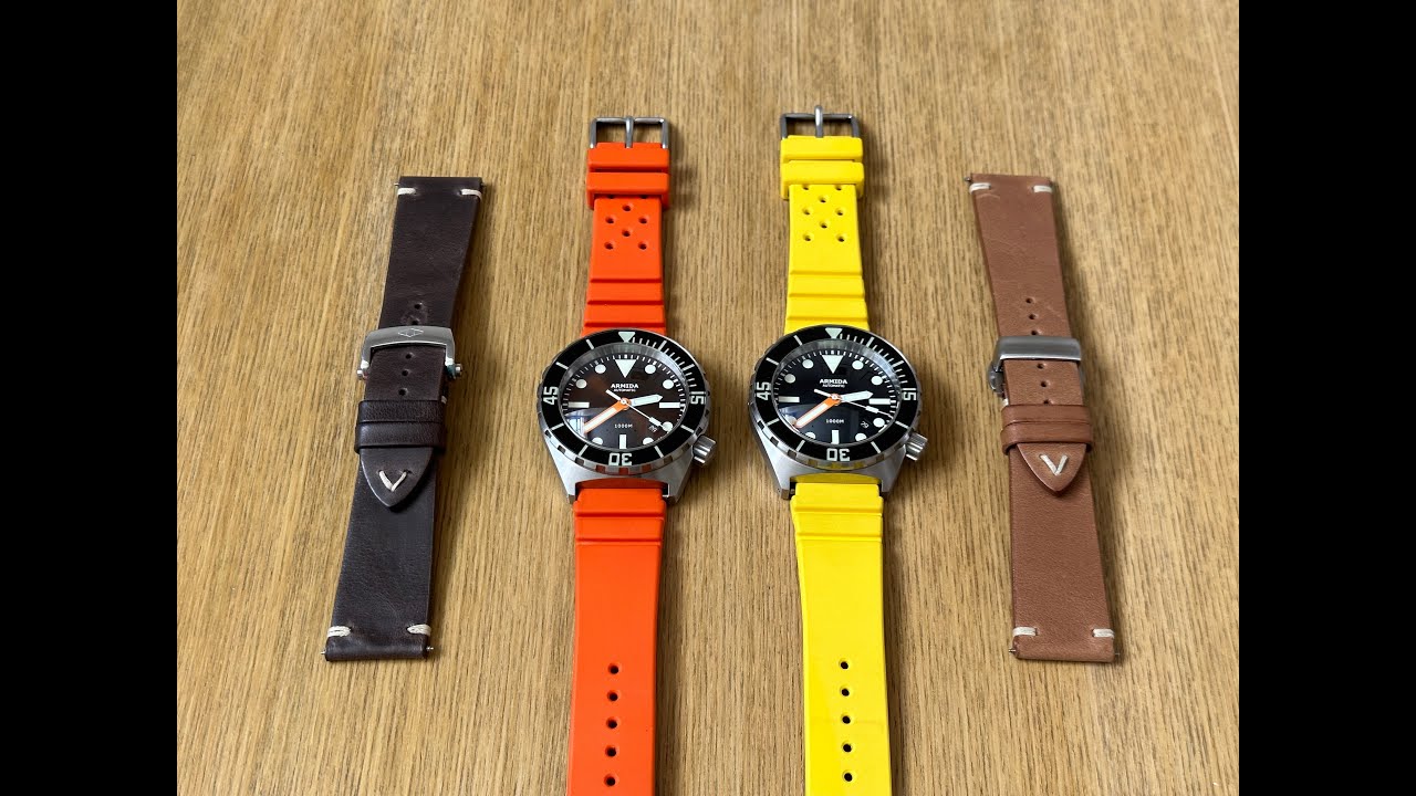 #088 Colourful Rubber Strap change to Brown Leather on Dive Watch Armida A1 45mm ETA 2824
