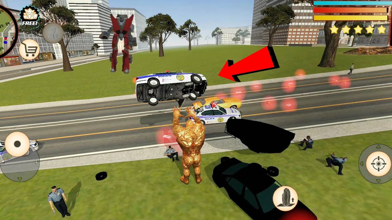 Stone Giant (Stone Man Throws up Car on Robot) Stone Man Left the Car - Android Gameplay HD