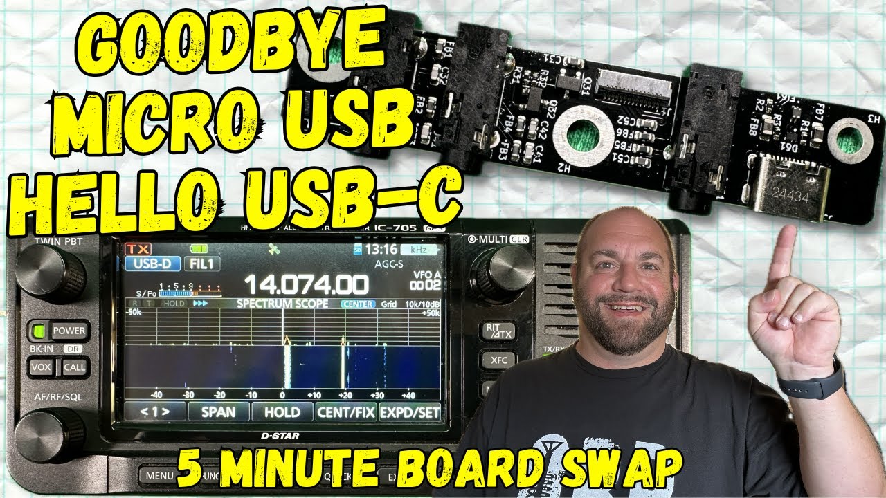 5-минутное обновление Icom 705 до USB-C с помощью этой простой замены платы