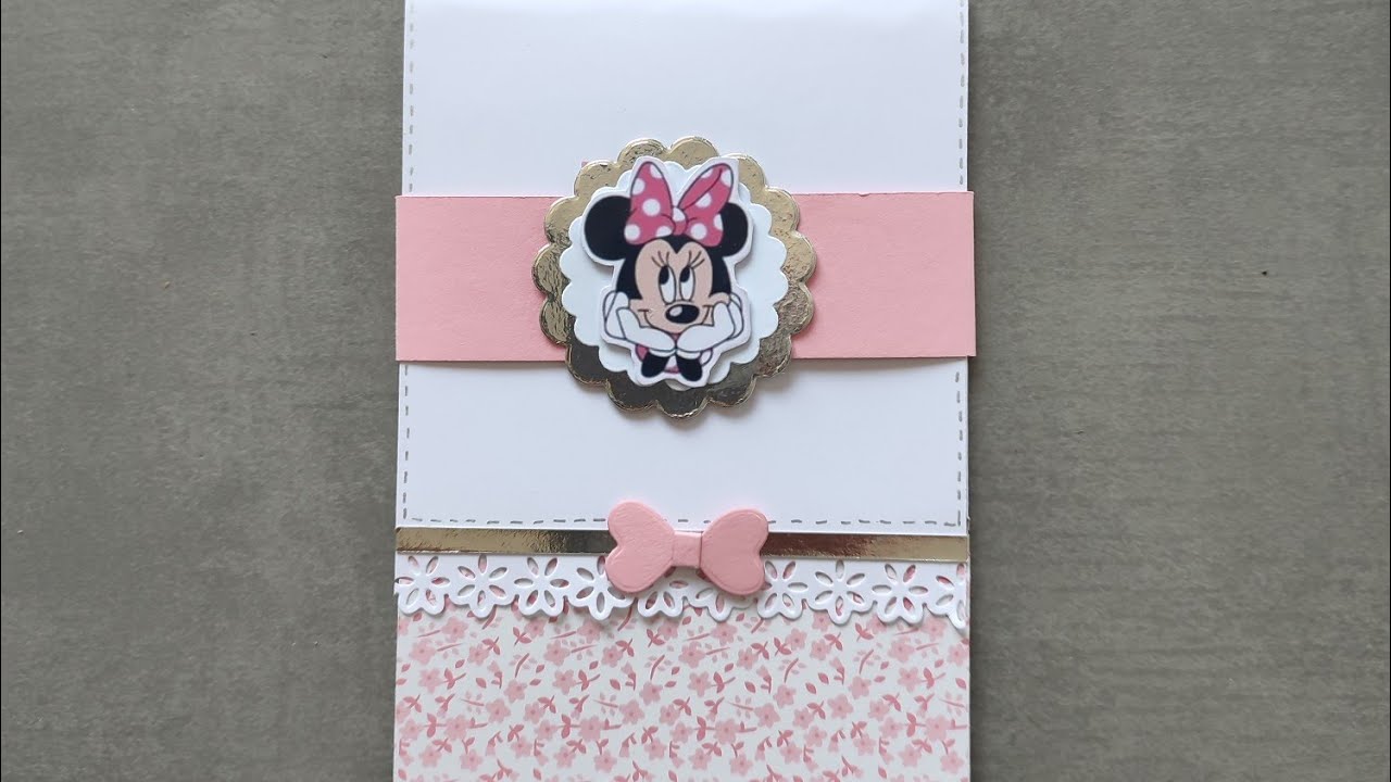 Tuto carte invitation baptême Minnie, facile