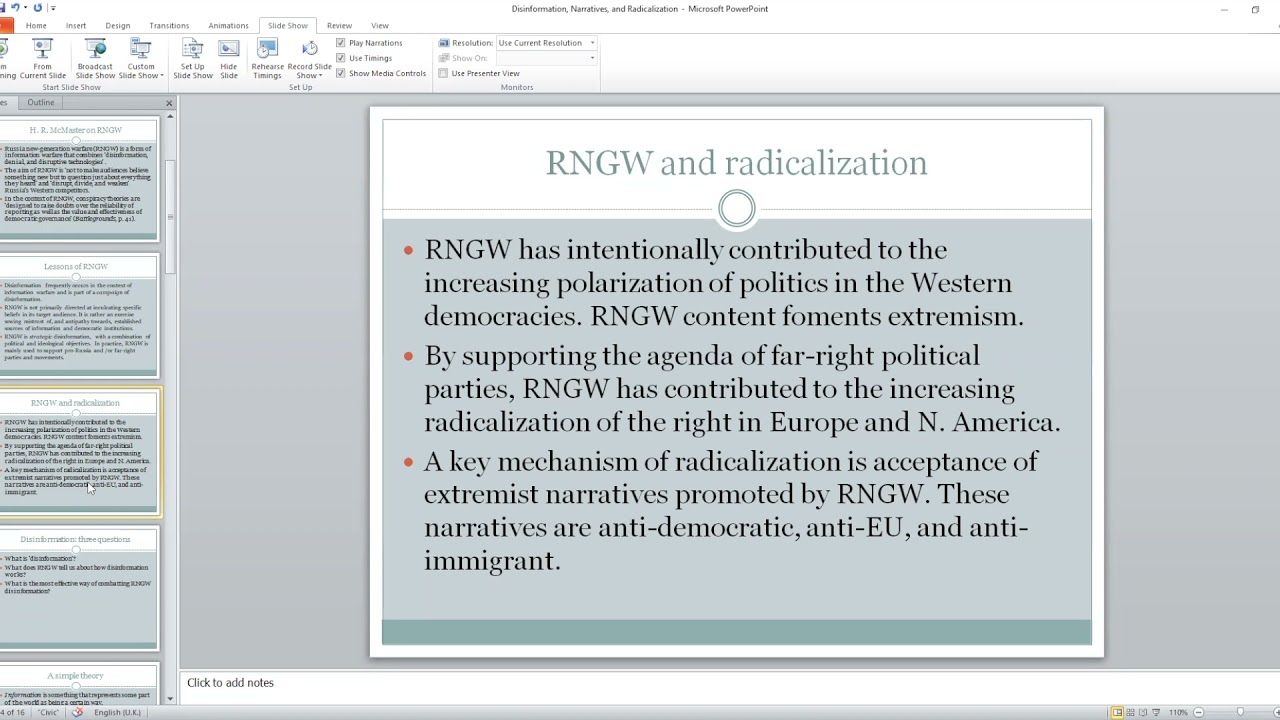 Quassim Cassam (University of Warwick): Disinformation, Narratives and Radicalization