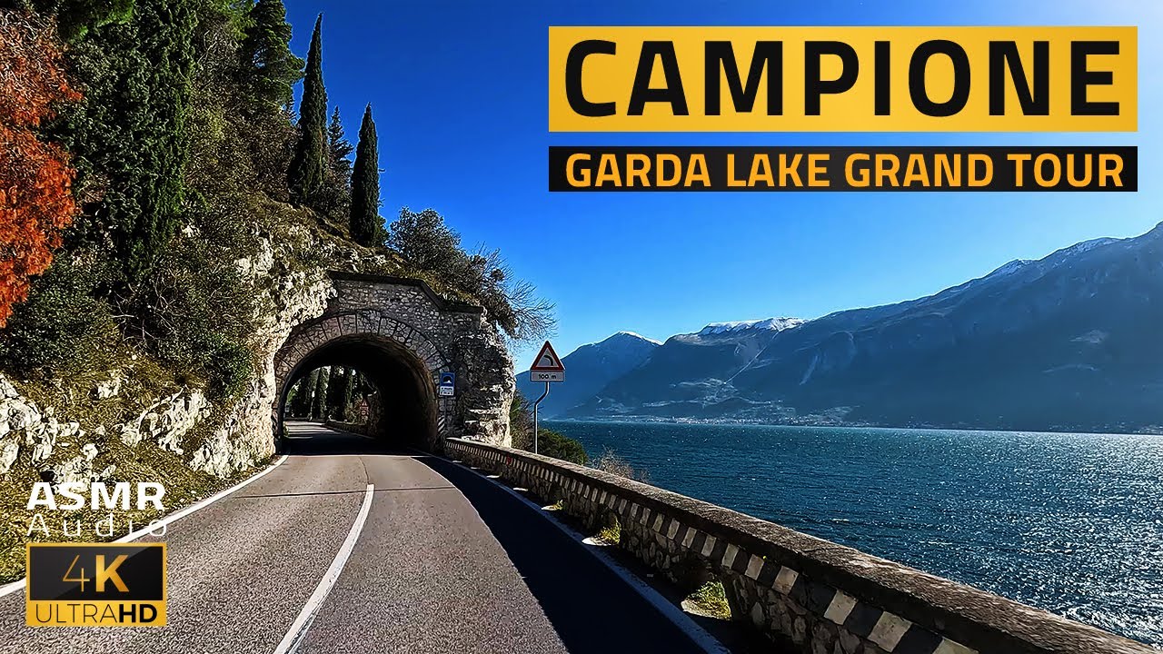 GARDA LAKE best spot! | Driving in Italy Scenic Relaxation road | CAMPIONE 4K