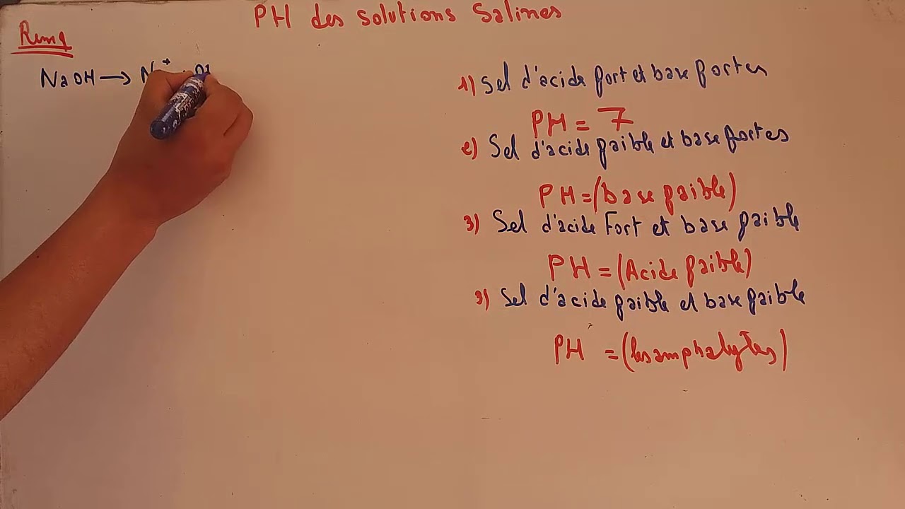 chimie - partie 17 : calculer le ph d'un sel (solutions salines) Darija