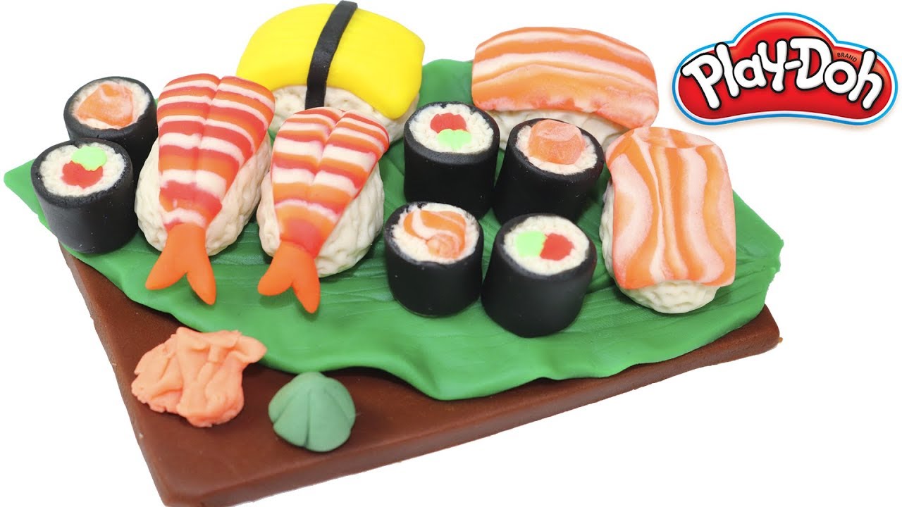 Play Doh Sushi Красочные пастельные торта и мороженое с зефиром