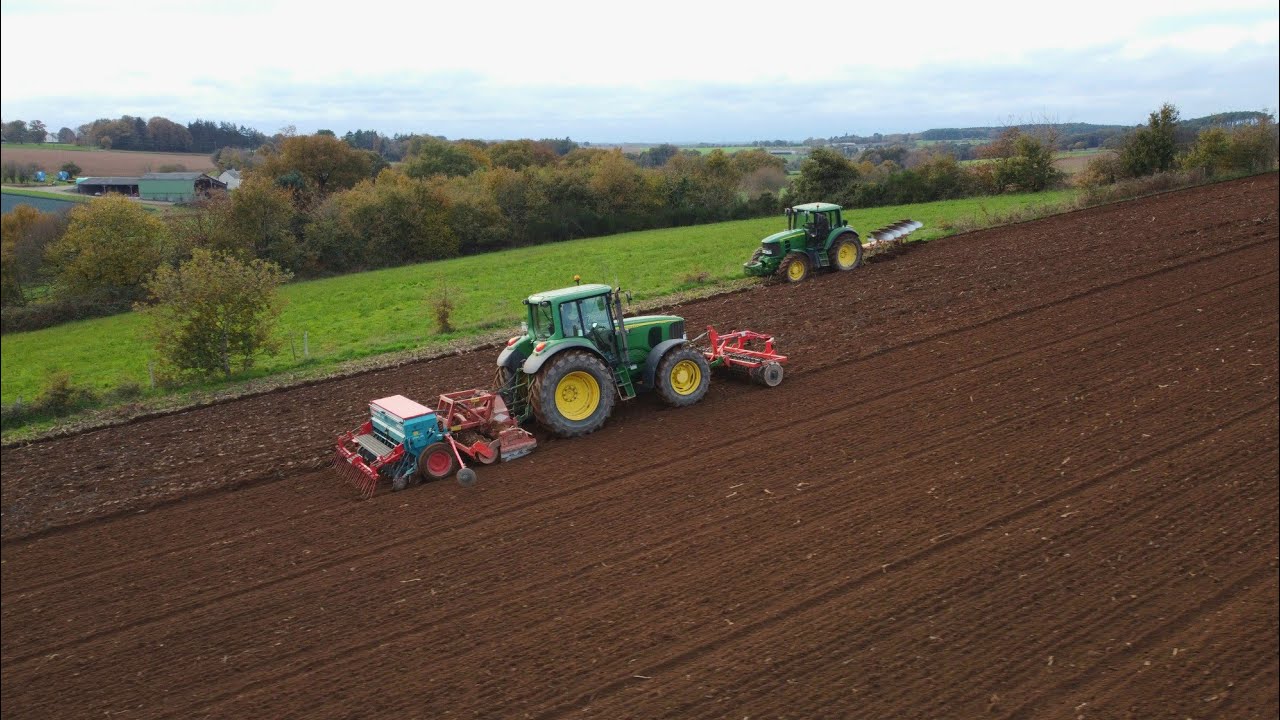 Fin des semis de blé 🌱🌾 / JOHN DEERE 🦌 6630 Huard 5 corps / 6820 combiné KUHN . SULKY ☀️