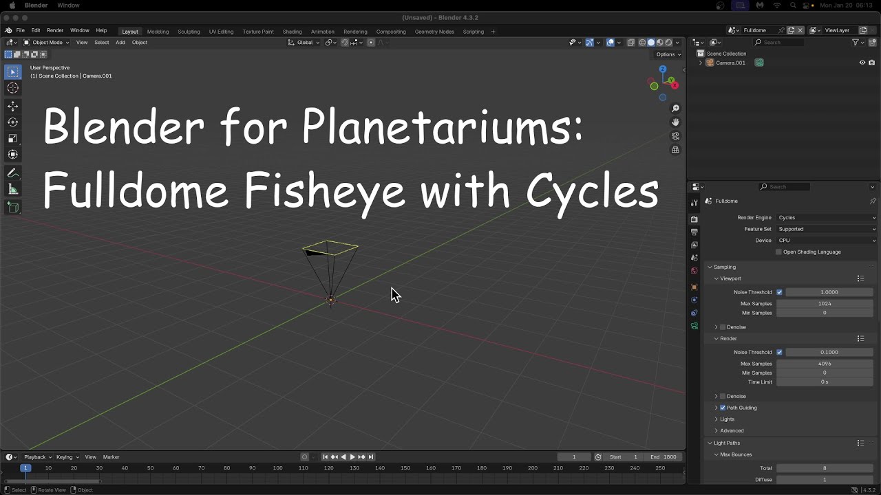 Blender for Planetariums: Set up Fulldome Fisheye Rendering Alongside the Regular ol' Default Cube