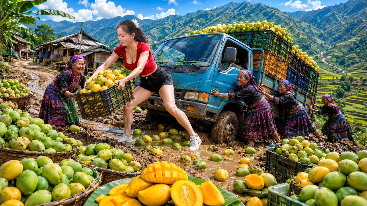 Buying Lots of Fresh Mangoes from Highland Women to Sell at the Countryside Market