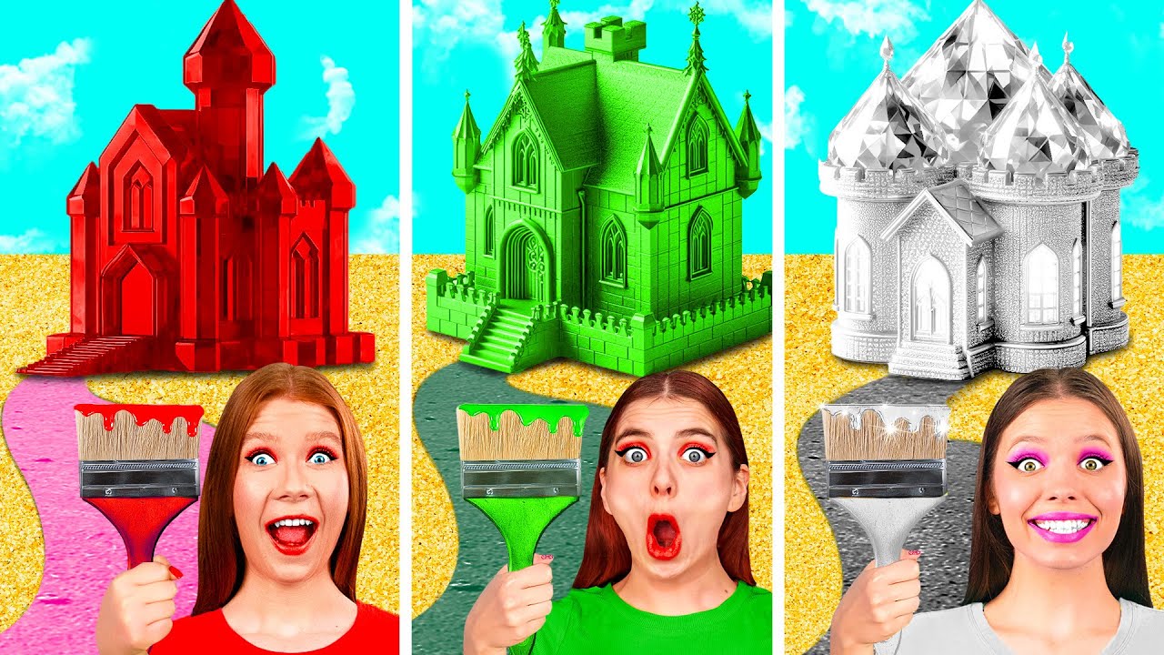 One Colored House Challenge | Ruby vs Emerald vs Diamond by Crazy DO